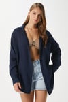 Kadın Tilda %100 Pamuk Müslin Oversize Lacivert Gömlek