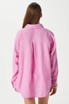 Kadın Tilda %100 Pamuk Müslin Oversize Pembe Gömlek