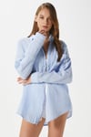 Kadın Tilda %100 Pamuk Müslin Oversize Mavi Gömlek