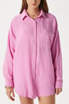 Kadın Tilda %100 Pamuk Müslin Oversize Pembe Gömlek