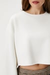 Kadın Vegas Ekru Şardonlu Crop Sweatshirt