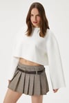 Kadın Vegas Ekru Şardonlu Crop Sweatshirt