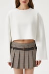 Kadın Vegas Ekru Şardonlu Crop Sweatshirt
