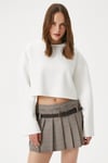 Kadın Vegas Ekru Şardonlu Crop Sweatshirt