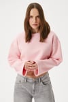 Kadın Vegas Pembe Şardonlu Crop Sweatshirt