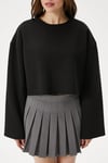 Kadın Vegas Siyah Şardonlu Crop Sweatshirt