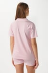 Kadın Violet Pembe Şortlu Fiyonklu Alt Üst Pijama Takımı