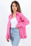 Kadın Well Pembe Keten Gömlek