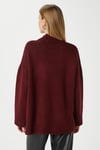 Kadın Wonder Yumuşacık Dik Yaka Bordo Yırtmaçlı Oversize Triko Kazak