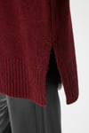 Kadın Wonder Yumuşacık Dik Yaka Bordo Yırtmaçlı Oversize Triko Kazak