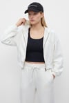 Kadın Zane Ekru Puantiye Detaylı Fermuarlı Sweatshirt Bel Eşofman Pantolon Alt Üst Takım