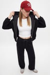 Kadın Zane Siyah Puantiye Detaylı Fermuarlı Sweatshirt Bel Eşofman Pantolon Alt Üst Takım