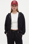 Kadın Zane Siyah Puantiye Detaylı Fermuarlı Sweatshirt Bel Eşofman Pantolon Alt Üst Takım