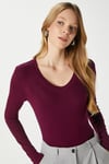 Kadın Zera Lux Touch V Yaka Bordo Bluz