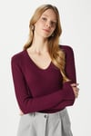 Kadın Zera Lux Touch V Yaka Bordo Bluz