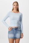 Kayık Yaka Need Uzun Kollu Açık Mavi Soft Top / Bluz