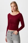 Kayık Yaka Need Uzun Kollu Bordo Soft Top / Bluz