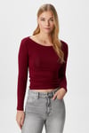 Kayık Yaka Need Uzun Kollu Bordo Soft Top / Bluz