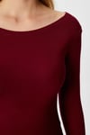 Kayık Yaka Need Uzun Kollu Bordo Soft Top / Bluz