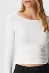 Kayık Yaka Need Uzun Kollu Ekru Soft Top / Bluz