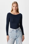 Kayık Yaka Need Uzun Kollu Lacivert Soft Top / Bluz