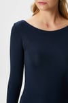 Kayık Yaka Need Uzun Kollu Lacivert Soft Top / Bluz