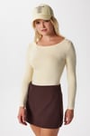 Kayık Yaka Need Uzun Kollu Tereyağı Sarısı Soft Top / Bluz