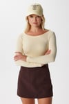 Kayık Yaka Need Uzun Kollu Tereyağı Sarısı Soft Top / Bluz