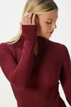 Lithe Vucuda Oturan Yarım Fermuarlı Fitilli Bordo Bluz