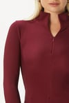 Lithe Vucuda Oturan Yarım Fermuarlı Fitilli Bordo Bluz