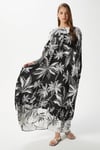 Modest Kadın Floral Geniş Kesim Siyah Ekru Uzun Yazlık Elbise