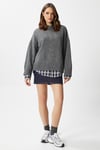 Ritnice Pntrst Antrasit Bisiklet Yaka Oversize Triko Kazak