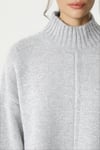 Wonder  Dik Yaka Gri Yırtmaçlı Oversize Triko Kazak