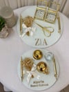 İsimli Gold Cam Söz Nişan Tepsi Seti Damat Kahve Fincan Tepsisi