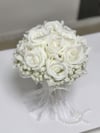 Pearl Ivory Rose Islak Gül Gelin Buketi | Tül ve İnci Detaylı