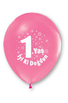 1 Yaş Pembe Balon 10 Adet Iyiki Doğdun Baskılı Erkek Bebek 30 Cm Doğum Günü Parti Balonu Ilk Yaş