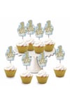 1 Yaş Temalı Mavi 8li Simli Deluxe Muffin Kalıbı Kürdanı Ikramlık Dekoratif Konsept