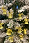 12 Li Çan Süs 4x3.5 Cm Gold Renk Altın Sarısı Kurdele Fiyonklu Yılbaşı Çam Ağacı Süsü Yeni Yıl Ağaç