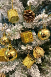 12li Gold Renkli Karma Set Yılbaşı Çam Ağacı Süsü Noel Baba Davul Hediye Paketi Cici Top Süsleri