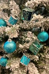 12li Mavi Renkli Karma Set Yılbaşı Çam Ağacı Süsü Noel Baba Davul Hediye Paketi Cici Top Süsleri