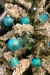 12li Mavi Renkli Karma Set Yılbaşı Çam Ağacı Süsü Noel Baba Davul Hediye Paketi Cici Top Süsleri