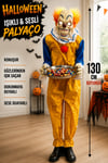 130 cm Ağzı Hareketli Gözleri Işıklı Konuşan Palyaço Joker Şekerlik Halloween Cadılar Bayramı Dekoru