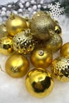 16lı Gold Rengi Cici Top 6 Cm Simli Mat Parlak Kabartmalı Altın Sarısı Yılbaşı Çam Ağacı Süsü