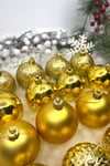 16lı Gold Rengi Cici Top 6 Cm Simli Mat Parlak Kabartmalı Altın Sarısı Yılbaşı Çam Ağacı Süsü