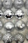 16lı Gümüş Rengi Cici Top 6 Cm Simli Mat Parlak Kabartmalı Gri Silver Yılbaşı Çam Ağacı Süs