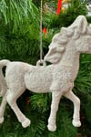 2 Adet Beyaz Pegasus At Yılbaşı Ağaç Süsü Kabartmalı Unicorn Simli 11 Cm Yeni Yıl Çam Ağacı Süs
