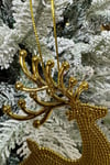 2 Adet Koşan Geyikler Yılbaşı Ağacı Süsü Gold Altın Sarısı Renkli Geyik 11x13 Cm Yeni Yıl Çam Ağaç