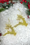 2 Adet Koşan Geyikler Yılbaşı Ağacı Süsü Gold Altın Sarısı Renkli Geyik 11x13 Cm Yeni Yıl Çam Ağaç