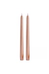 2 Adet Rose Gold Varaklı Metalik Renk Silindir Konik Şamdan Mumu Sedefli Uzun Ince 2li 2x25 Cm