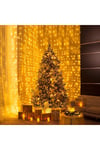 2 Metre X 2 Metre Sarı Kalın Kablo Perde Ramazan Bayramı Led 12 Saçaklı 240 Led Fişli Kumandalı
